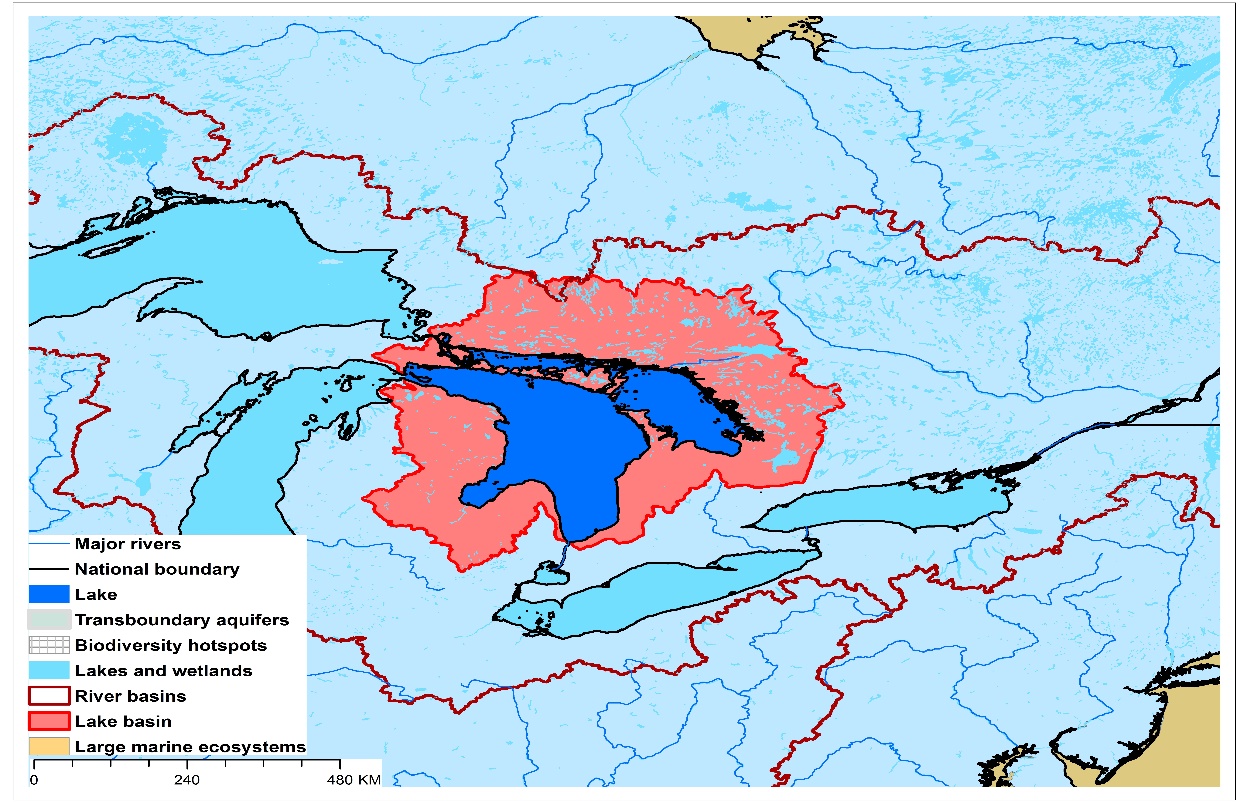 (a)Lake Huron basin and associated  transboundary water systems